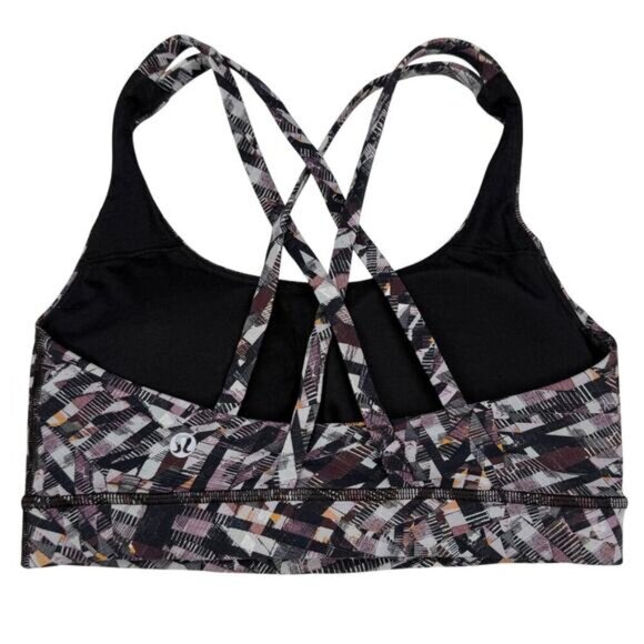 LULULEMON Energy Bra Medium Support B–D Cup Sz 4 Kaleidoscopic Pink Multi - Picture 5 of 7